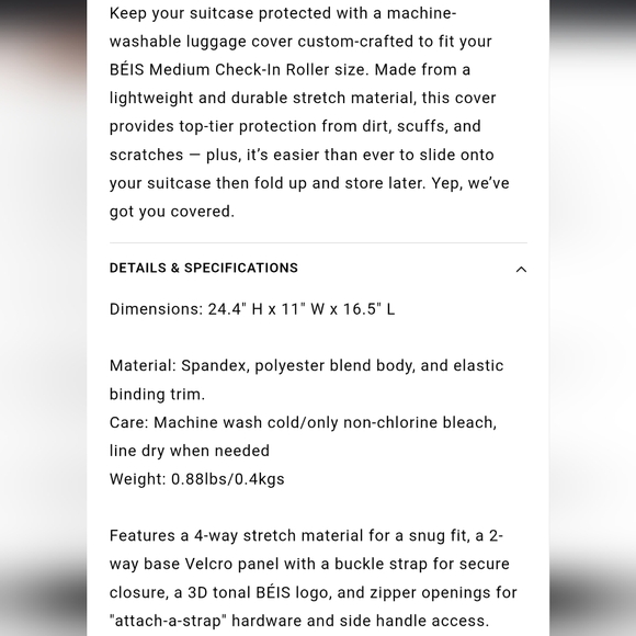 BEIS The Medium Check-In Luggage Cover in Maple - Picture 9 of 9